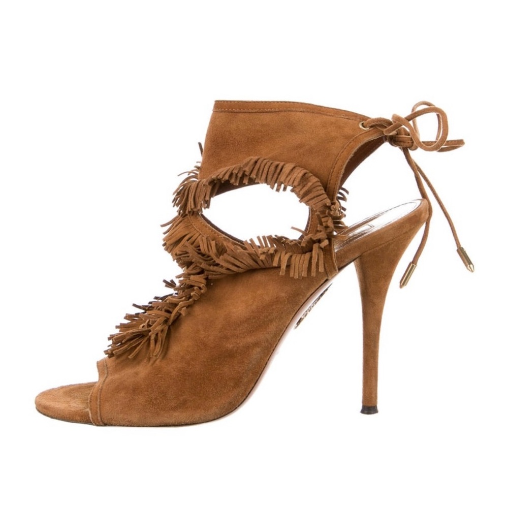 Aquazzura suede fringed heeled sandals